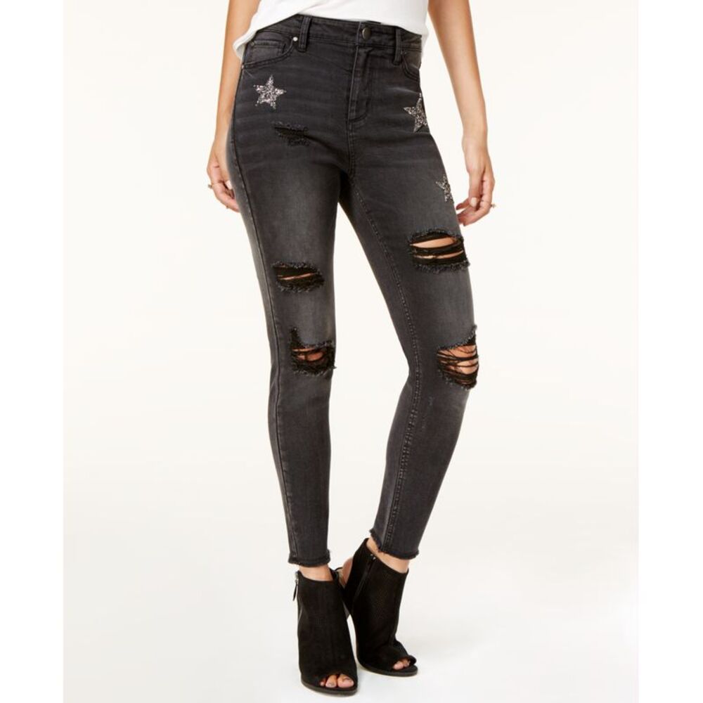 Tinseltown Juniors Embellished Ripped Skinny Jeans